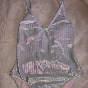 Holographic one piece bathing suit